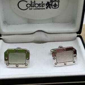 Colibri of London Rectangular Shape Silver Tone Cuff Links